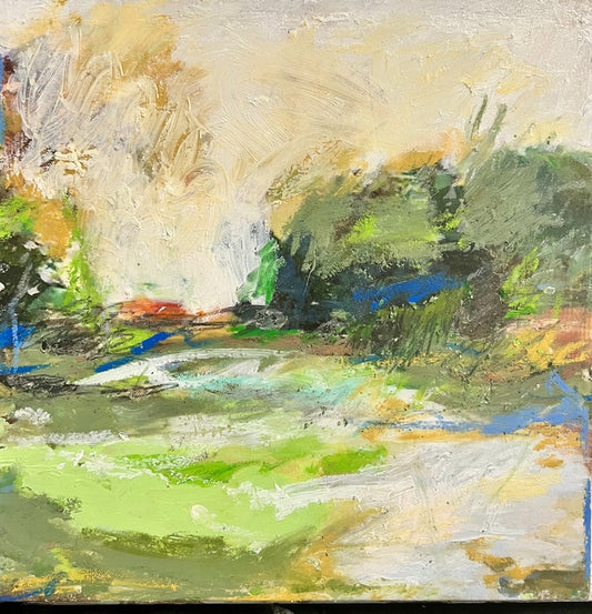 The Red Roof, 2024, oil on canvas, 12 x 12 in. / 30.48 x 30.48 cm.