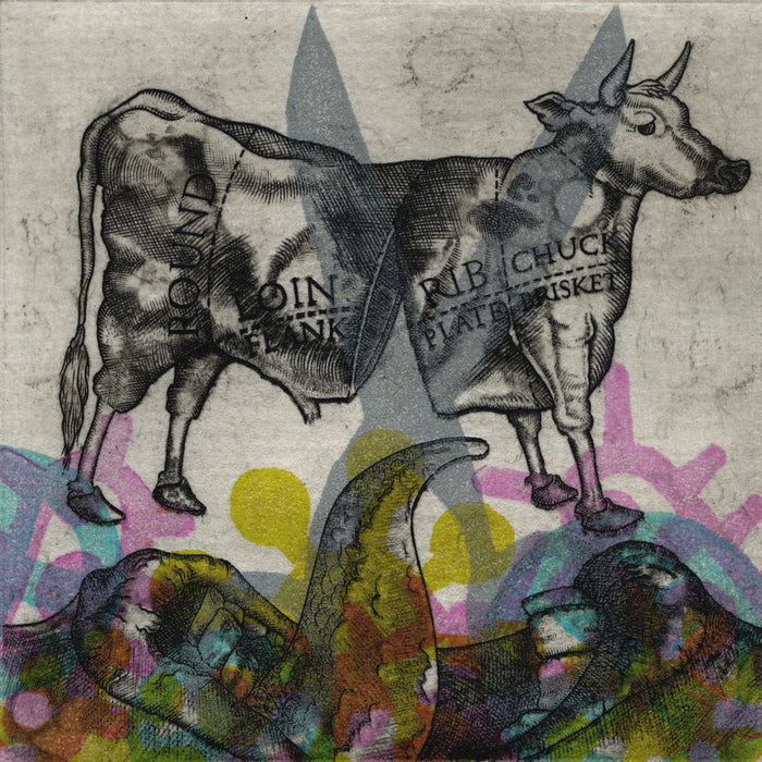 Consumption 3, 2025, mixed media, 4 x 4 in. / 10.16 x 10.16 cm.