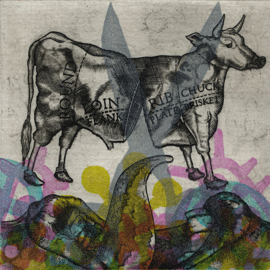 Consumption 3, 2025, mixed media, 4 x 4 in. / 10.16 x 10.16 cm.