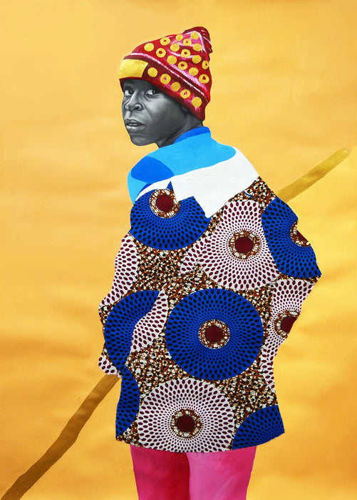 Fulani Boy, 2022, mixed media, 30 x 41 in. / 76.2 x 104.14 cm.