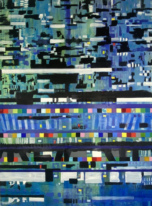 Across the Ticker, 2025, oil on panel, 48 x 36 in. / 121.92 x 91.44 cm.