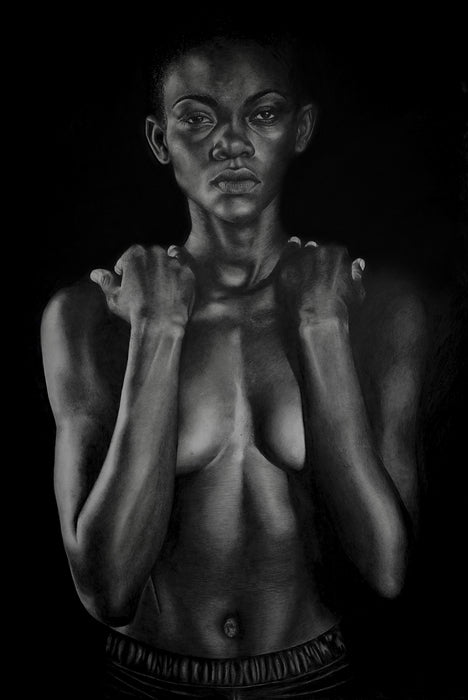 The Weight of Silence, 2025, mixed media, 36 x 24 in. / 91.44 x 60.96 cm.