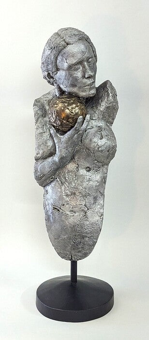 Farewell, 2025, aluminum and bronze, 36 x 11 x 9 in. / 91.44 x 27.94 x 22.86 cm.