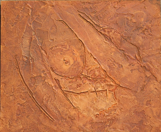 Succubus, 2025, oil and plaster, 11 x 13 in. / 27.94 x 33.02 cm.