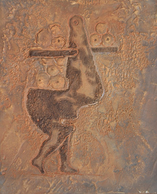 Dancing on Thin Ice, 2025, oil and plaster, 10 x 12 in. / 25.4 x 30.48 cm.