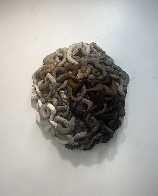 Nest, 2025, recycled textiles, 48 x 48 in. / 121.92 x 121.92 cm.