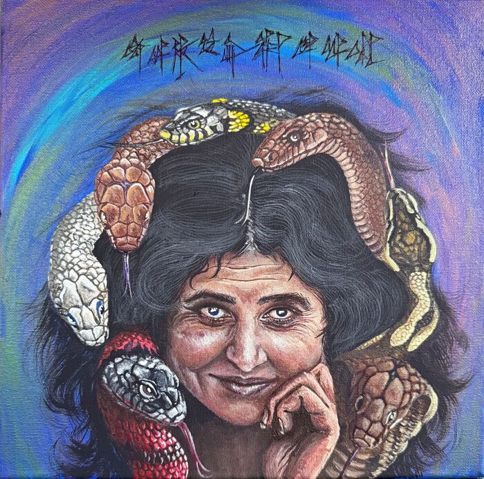 Medusa, 2025, acrylic on canvas, 12 x 12 in. / 30.48 x 30.48 cm.