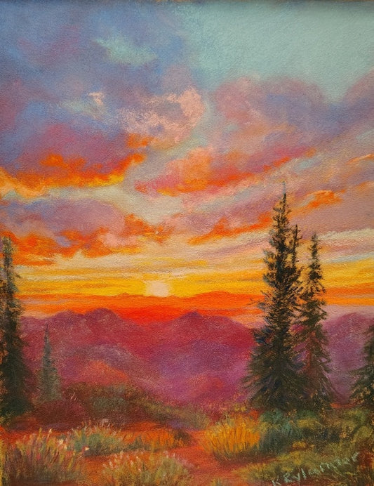 Purple Mountain Majesty, 2025, pastel, 11 x 9 in. / 27.94 x 22.86 cm.