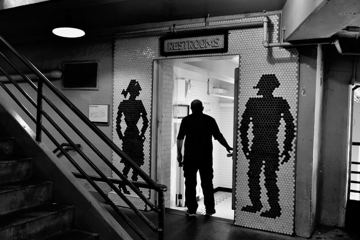 Bathroom Silhouettes, 2025, archival photo, 16 x 24 in. / 40.64 x 60.96 cm.