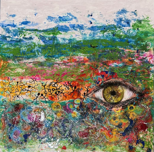 Existence, 2024, mixed media, 22 x 22 in. / 55.88 x 55.88 cm.