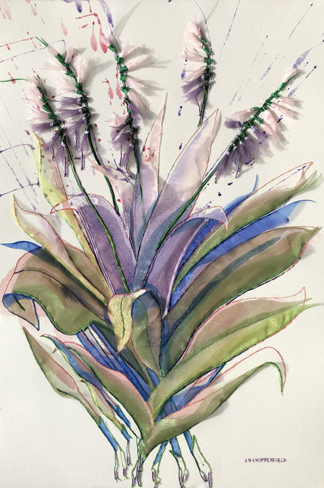 Blooming Purple Hosta, 2021, mixed media on paper, 19 x 25 in. / 48.26 x 63.5 cm.