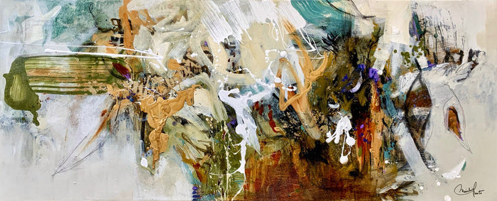 Resistance, 2025, mixed media, 24 x 60 in. / 60.96 x 152.4 cm.