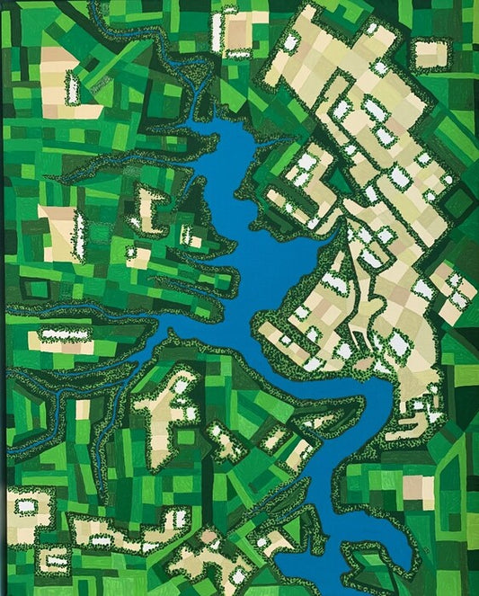Nueces River from the Sky, 2023, acrylic on canvas, 20 x 16 in. / 50.8 x 40.64 cm.