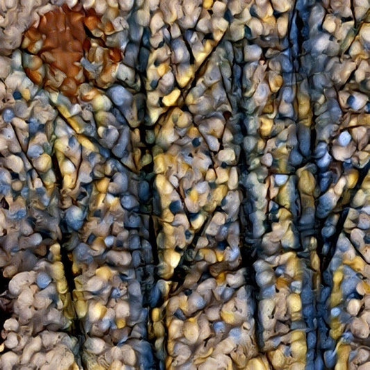 Mosaic Beaver Moon Over Wetlands, 2025, mixed media, 24 x 24 in. / 60.96 x 60.96 cm.