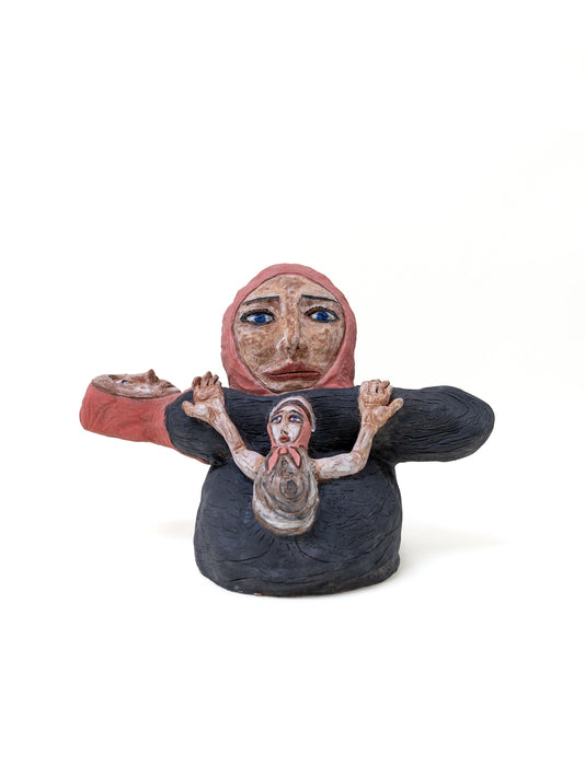 Maternal Sacrifice, 2025, ceramics, 9 x 10.5 x 7.7 in. / 22.86 x 26.67 x 19.55 cm.