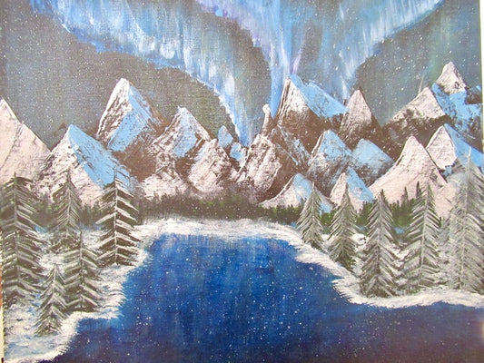 Whispers of Northern Lights, 2024, acrylic on canvas, 16 x 20 in. / 40.64 x 50.8 cm.