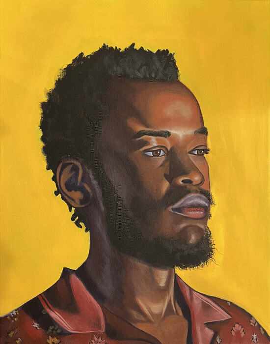 Golden Gaze, 2024, acrylic on canvas, 14 x 18 in. / 35.56 x 45.72 cm.