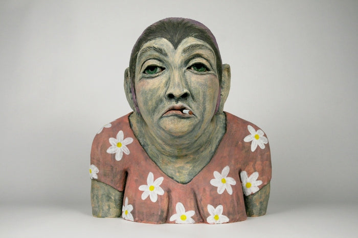 Slim Virgina, 2025, stoneware, 19 x 20 x 10 in. / 48.26 x 50.8 x 25.4 cm.