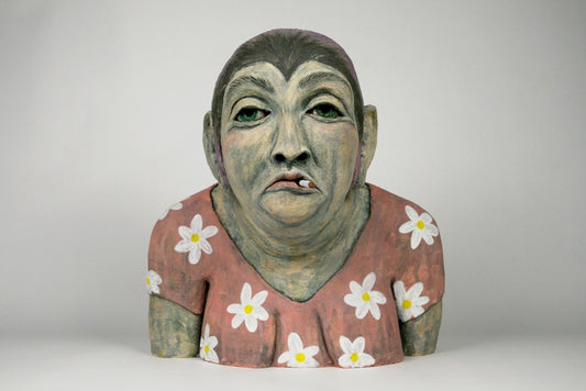 Slim Virgina, 2025, stoneware, 19 x 20 x 10 in. / 48.26 x 50.8 x 25.4 cm.