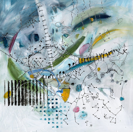 Flute Player's Songs, 2024, water media, 30 x 30 in. / 76.2 x 76.2 cm.