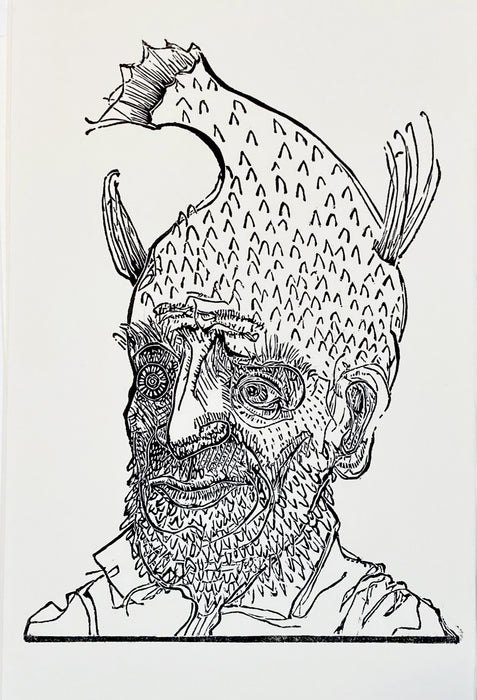 Fish Dream 14, 2025, wood engraving, 5 x 7 in. / 12.7 x 17.78 cm.