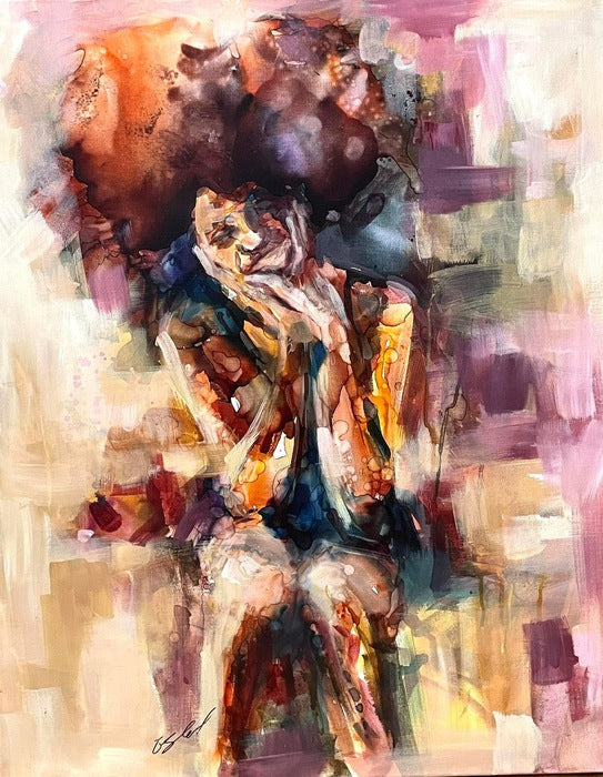 Stillness in Color, 2024, alcohol ink and acrylic, 28 x 21 in. / 71.12 x 53.34 cm.