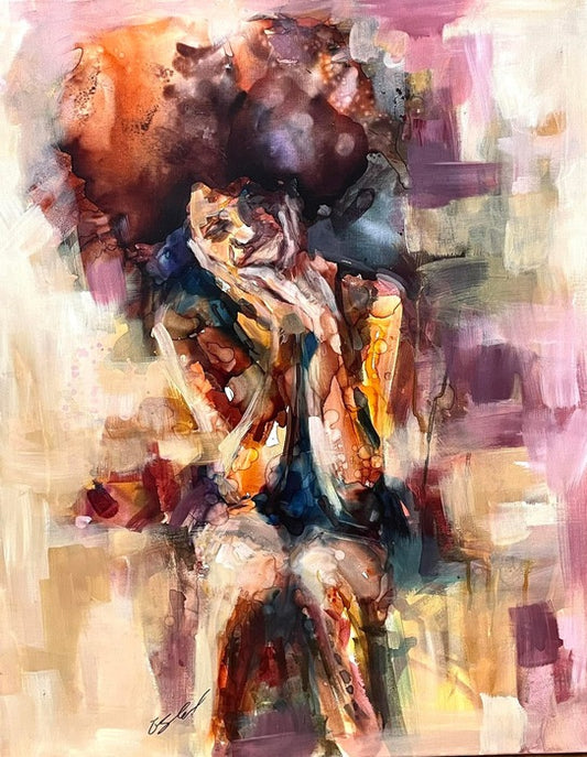 Stillness in Color, 2024, alcohol ink and acrylic, 28 x 21 in. / 71.12 x 53.34 cm.