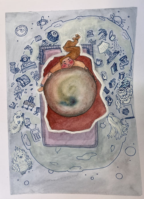 Grief 1, 2025, watercolor and ink, 8 x 12 in. / 20.32 x 30.48 cm.