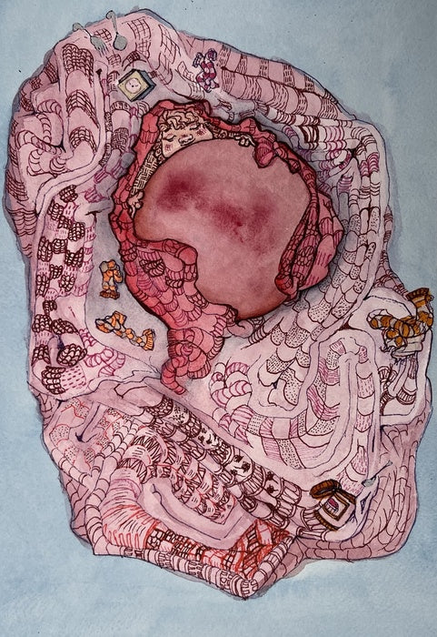 Grief 2, 2025, watercolor and ink, 12 x 9 in. / 30.48 x 22.86 cm.