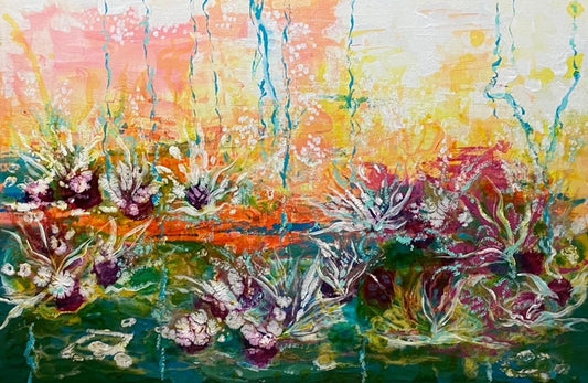 My Waterlilies III, 2020, mixed media, 16 x 24 in. / 40.64 x 60.96 cm.