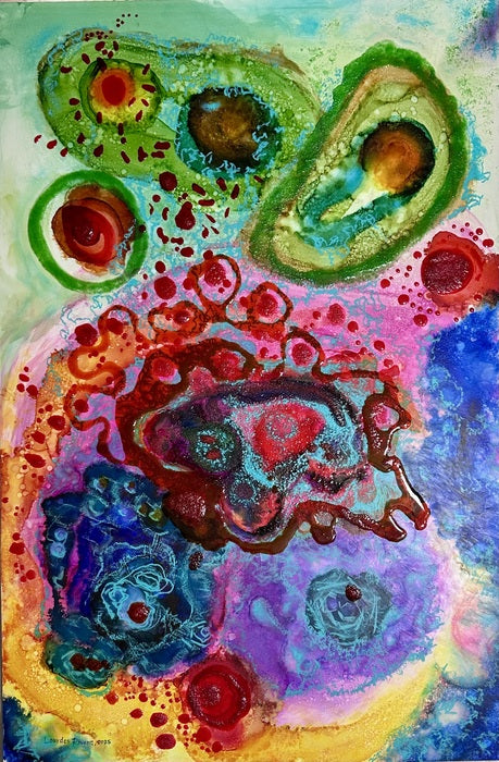Mitochondria I, 2025, mixed media, 36 x 24 in. / 91.44 x 60.96 cm.