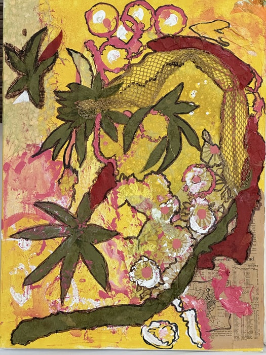Circle Round and Bloom, 2024, mixed media, 24 x 18 in. / 60.96 x 45.72 cm.