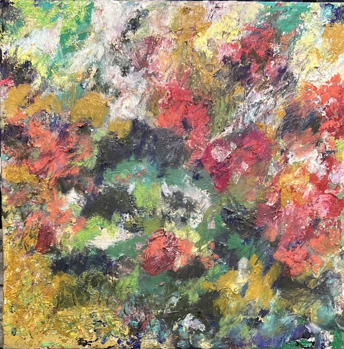 Red Garden 2, 2026, mixed media on canvas, 12 x 12 in. / 30.48 x 30.48 cm.