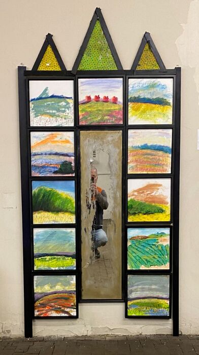 Remembering Now, 2025, mixed media, 90 x 45 in. / 228.6 x 114.3 cm.