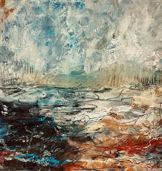 Sea & Shore, 2024, mixed media on canvas, 12 x 12 in. / 30.48 x 30.48 cm.