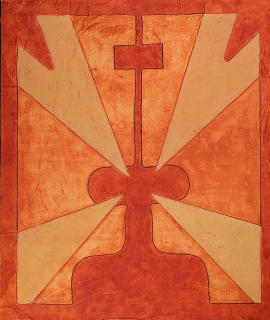 War Mask, 2023, oil and plaster, 12 x 14 in. / 30.48 x 35.56 cm.