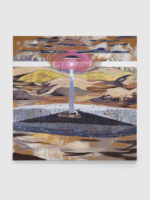 Destiny Disrupted, 2025, oil on canvas, 75 x 75 in. / 190.5 x 190.5 cm.