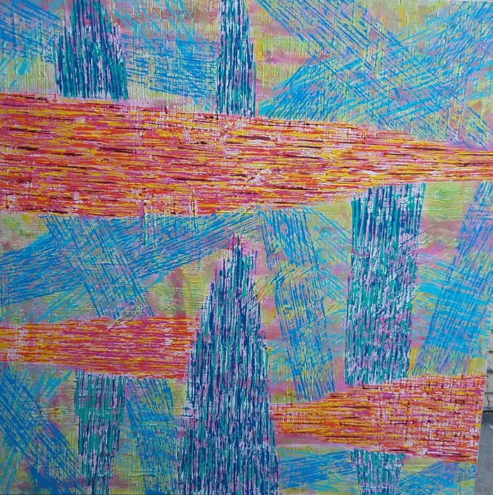 Before the Deluge, 2021, acrylic, 36 x 36 in. / 91.44 x 91.44 cm.