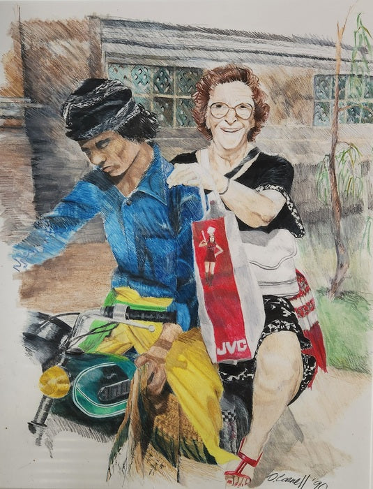 Mixed Feelings About this Ride, 1990, oil pastel, 27 x 32 in. / 68.58 x 81.28 cm.