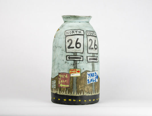 Yard Sale Capital of the World: Bruceton Mills, WV, 2025, porcelain, 10 x 6 x 6 in. / 25.4 x 15.24 x 15.24 cm.