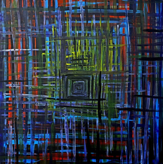 Uneven, 2025, acrylic on canvas, 36 x 36 in. / 91.44 x 91.44 cm.