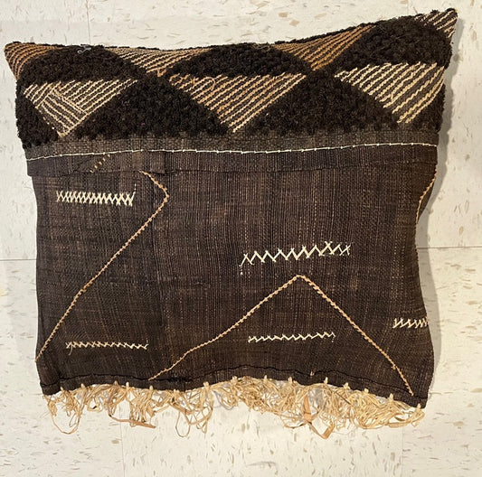 African Kuba Pillow, 2025, textiles, 16 x 14 in. / 40.64 x 35.56 cm.