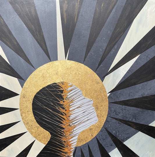 Fragmented, 2025, mixed media, 24 x 24 in. / 60.96 x 60.96 cm.