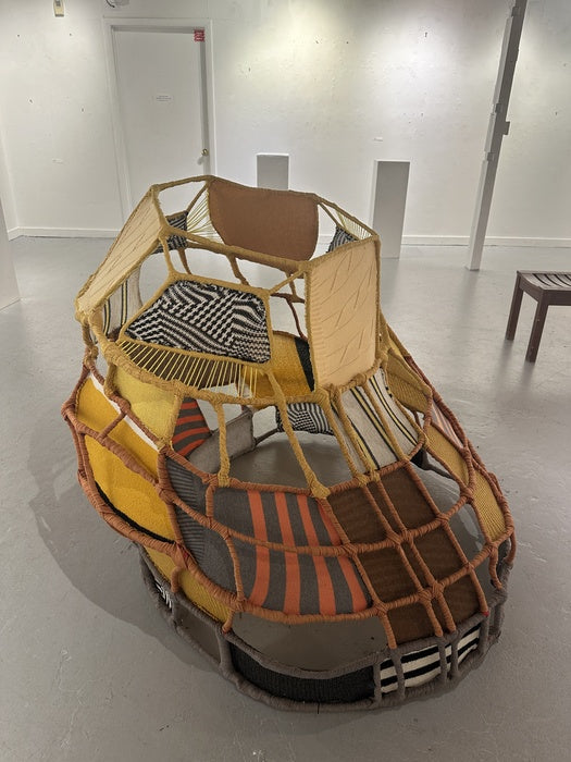 Up-cycle Culture, Connecticut, 2025, mixed fiber and wire, 5 x 4 x 3.5 ft. / 60 x 48 x 42 in.