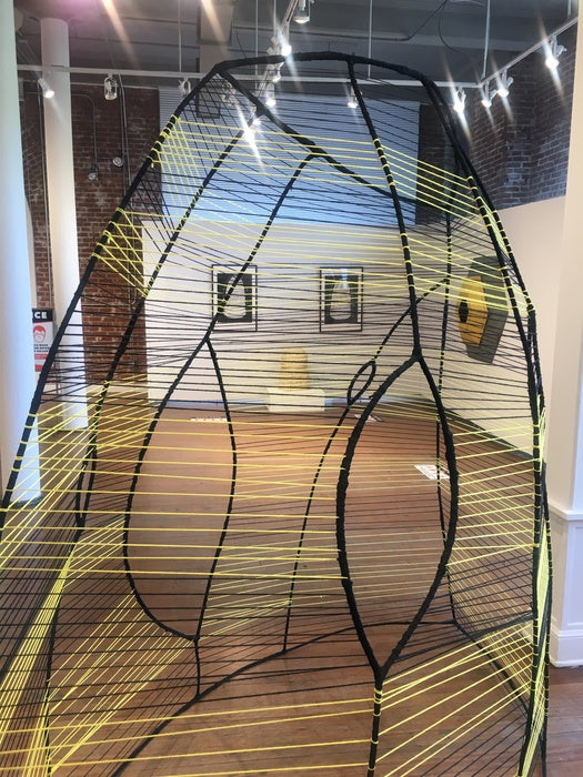 Cocoon, 2025, steel and yarn, 8 x 8 x 8 ft. / 96 x 96 x 96 in.