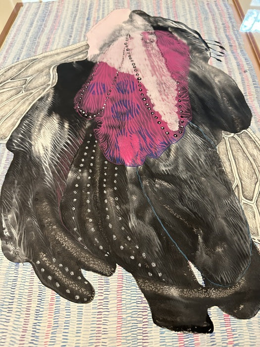 Pink Wings, 2023, colored gouache and colored pencil, 24 x 18 in. / 60.96 x 45.72 cm.