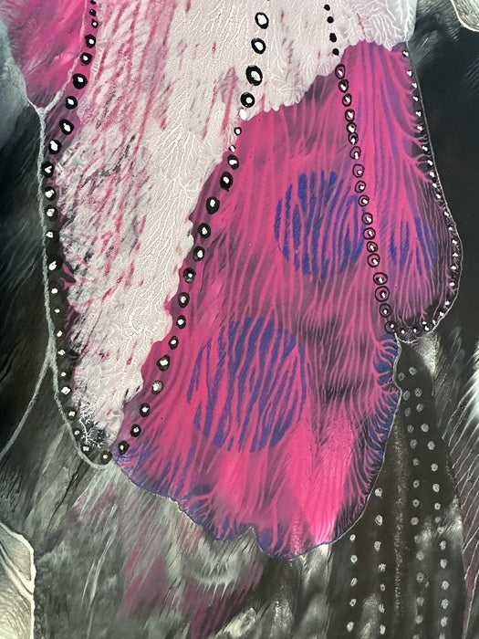 Pink Wings, 2023, colored gouache and colored pencil, 24 x 18 in. / 60.96 x 45.72 cm.