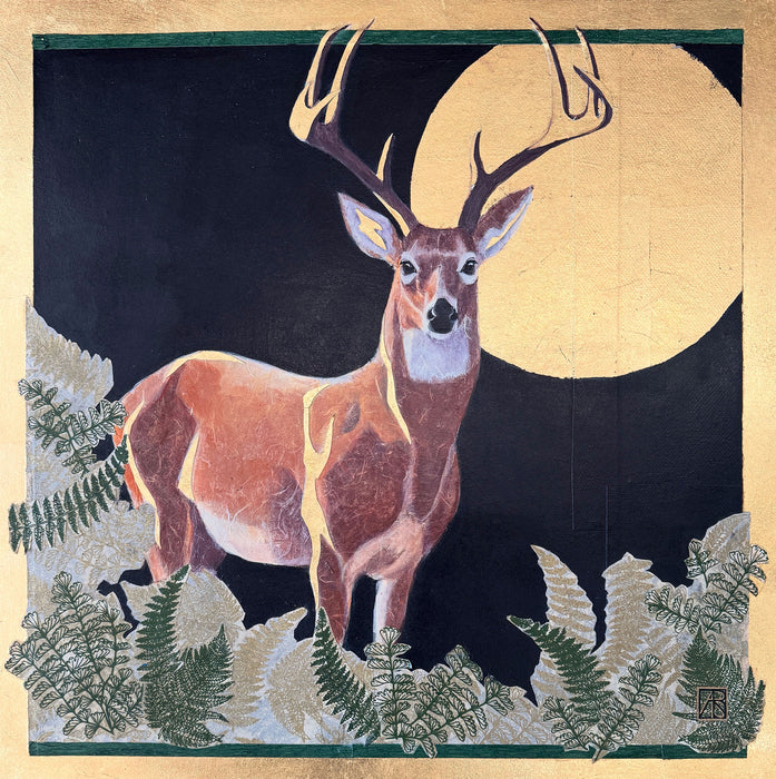 Golden Sentinel, 2025, mixed media, 24 x 24 in. / 60.96 x 60.96 cm.