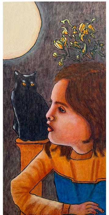 The Curious Hour, 2025, acrylic on canvas, 12 x 24 in. / 30.48 x 60.96 cm.