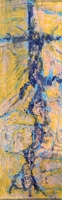 Blue Lightening, 2024, mixed media, 12 x 36 in. / 30.48 x 91.44 cm.